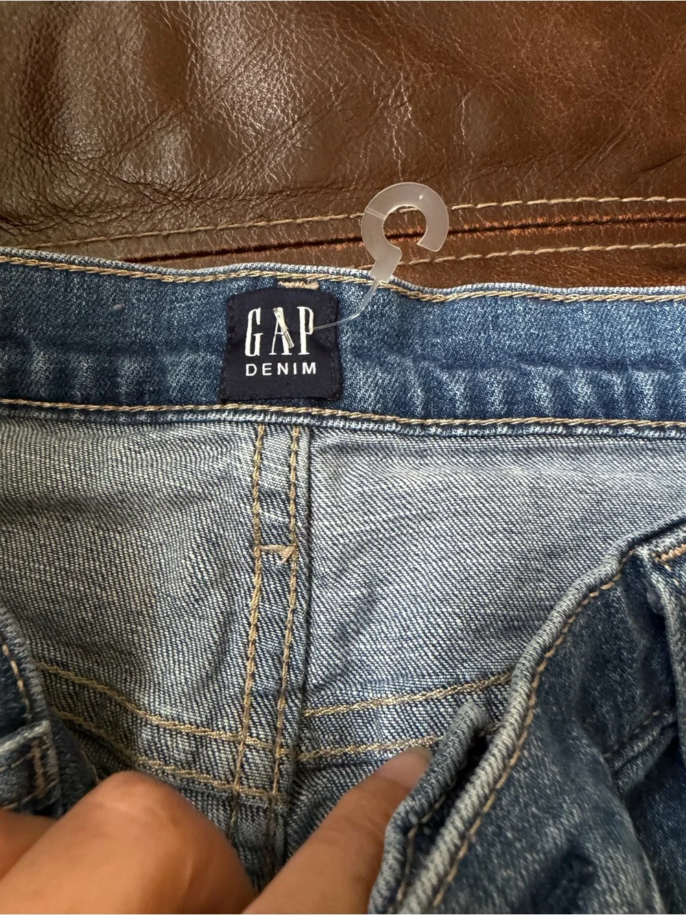GAP Blue Denim Cutoff Shorts with Red Side Stripes
